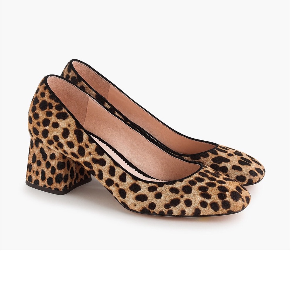 J.Crew Block Heeled Pumps in Leopard, size 9